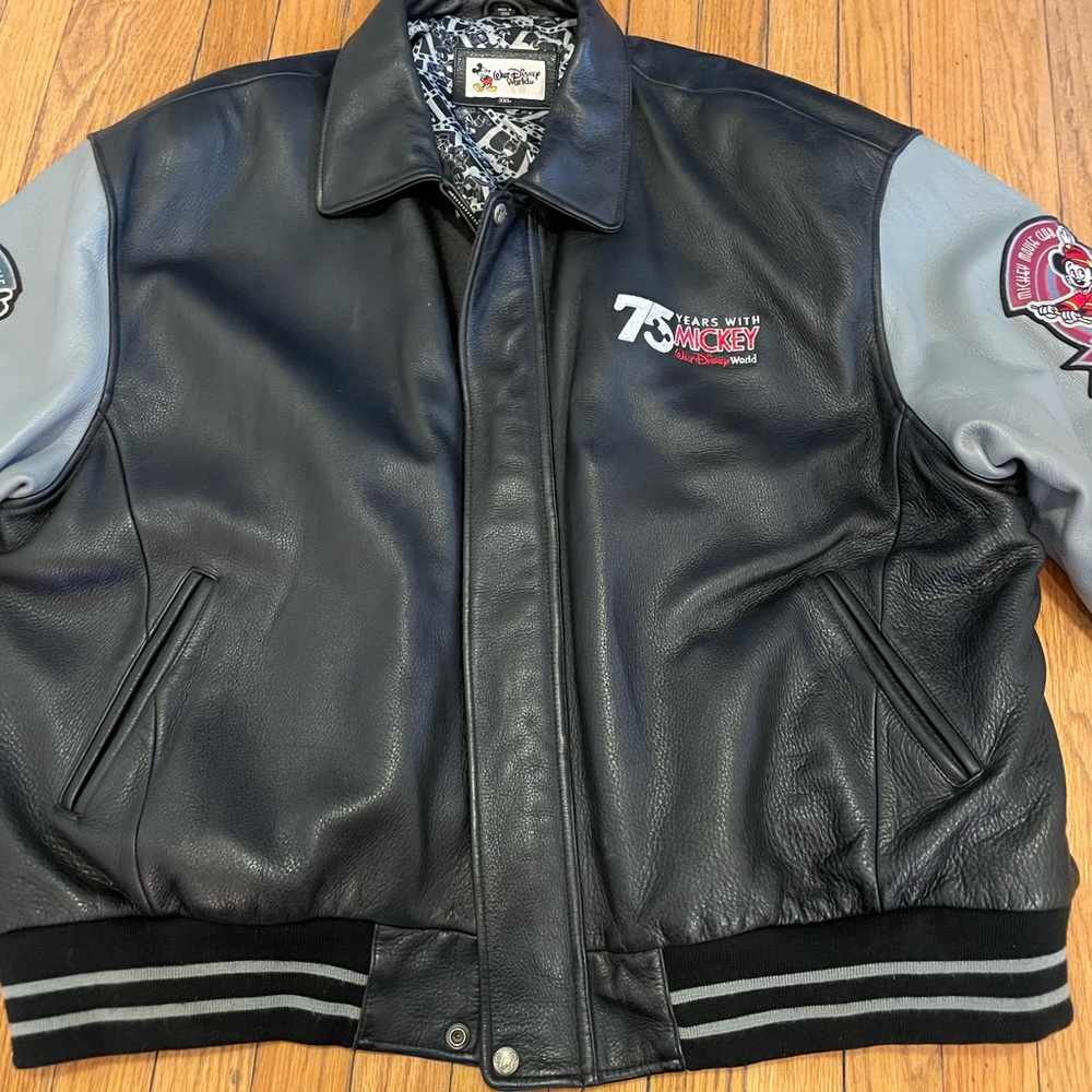 Disney Black and Gray Bomber Jacket with Embroidered Logo